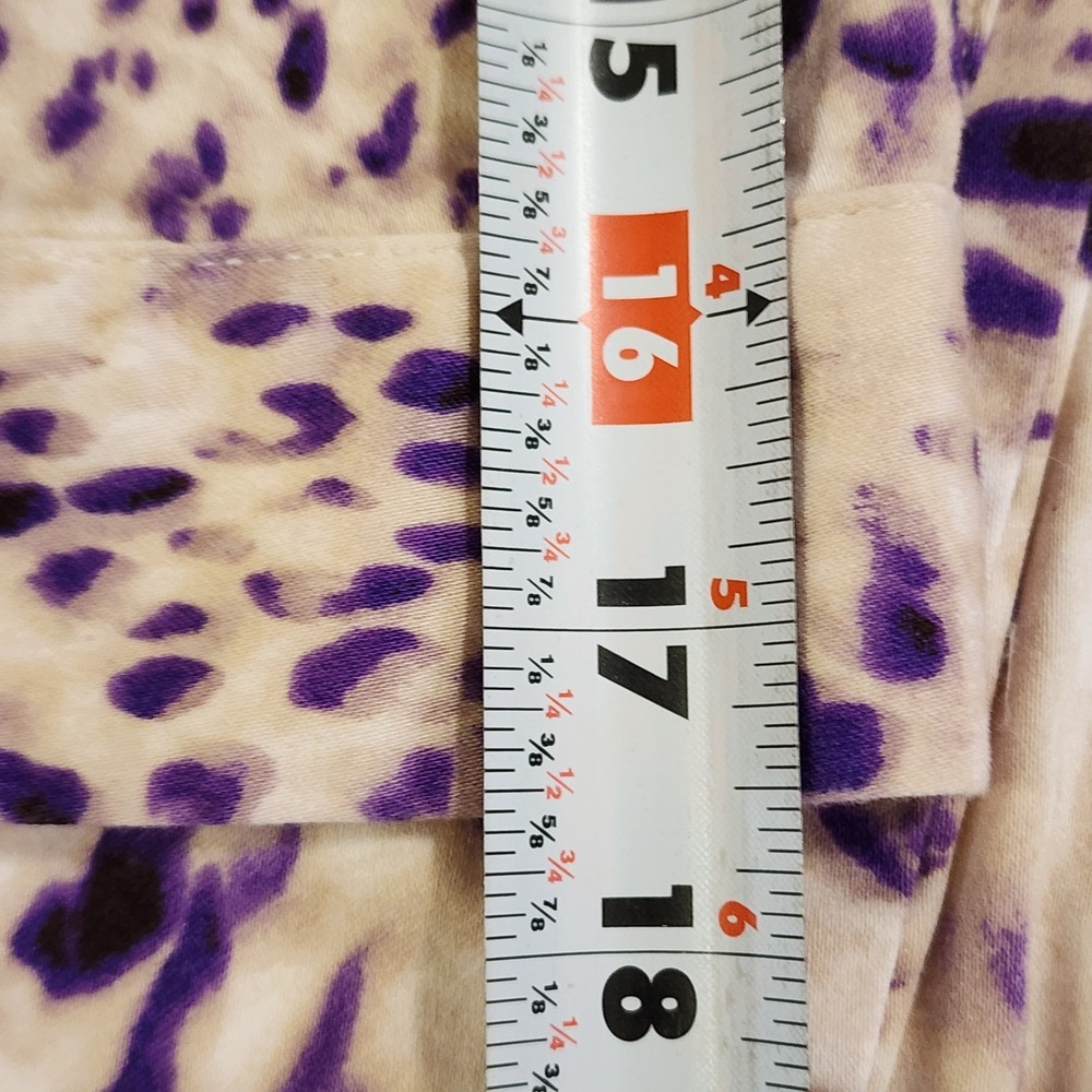 Chicos Women's Jacket Sz 1 Beige Purple Animal Print Button M Size‎ 8 - Picture 8 of 9